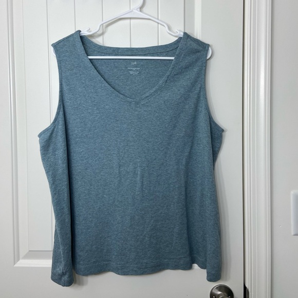 J. Jill Tops - NWOT J. Jill women’s blue Pima‎ cotton rounded v-neck tank sleeveless top XL